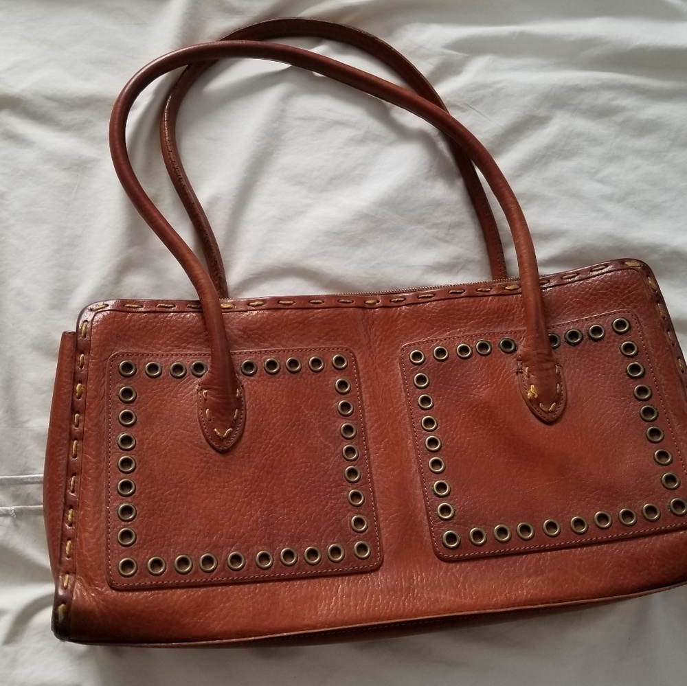 BCBG leather bag w/ copper